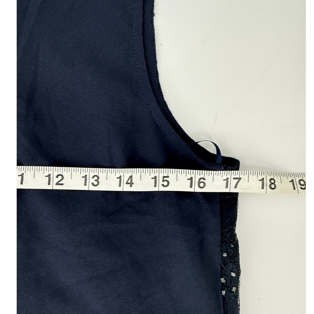 Grain de Malice GDM Navy Y2K Lace Beaded Sleeveless Top Gold Embroidery Sz 36 - Picture 6 of 7